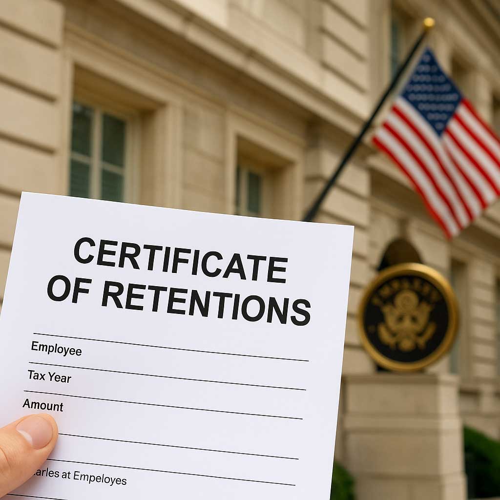 Certificado de retenciones en Embajadas